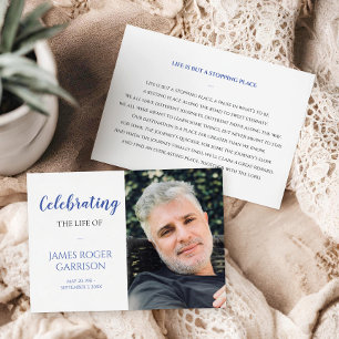 D'accompagnement Carte de prière Blue Celebration of Life avec phot