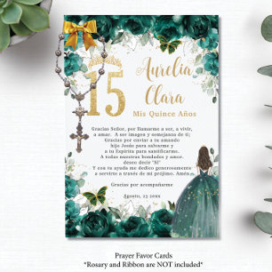 D'accompagnement Carte de prière Emerald Floral Gold Quinceañera