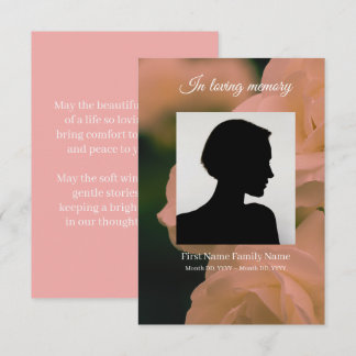 D'accompagnement Carte de prière funéraire rose rouge tendre