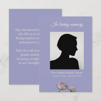 D'accompagnement Carte de prière funéraire rose violette
