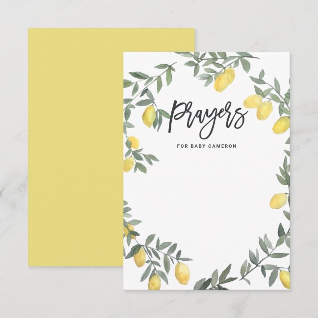 D'accompagnement Carte de prières de Baby shower de couronnes de ci (Devant / Derrière)