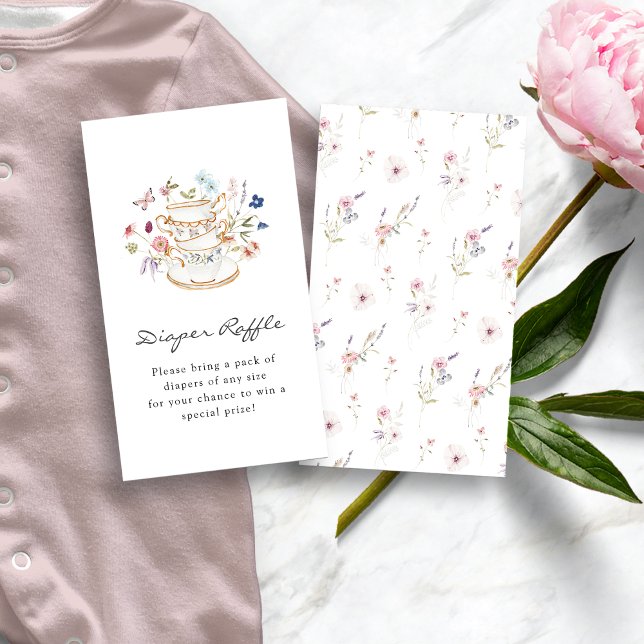 D'accompagnement Carte de rabat fleur sauvage (Wildflower Tea Party Baby Shower Diaper Raffle Enclosure Card by Painted Paperie
)