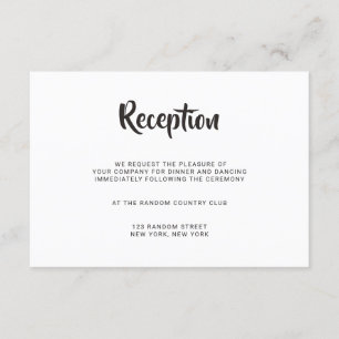D'accompagnement Carte de réception de mariage à calligraphie avec 