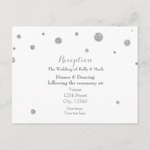 D'accompagnement Carte de réception de mariage à paillettes blanche