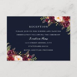 D'accompagnement Carte de réception de mariage automnal florale bor