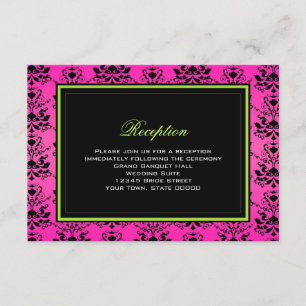 D'accompagnement Carte de réception de mariage en damas vert rose e