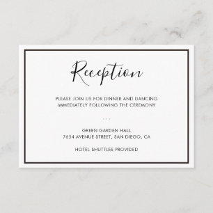 D'accompagnement Carte de réception de mariage minimaliste noir et