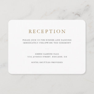 D'accompagnement Carte de réception de mariage minimaliste simple