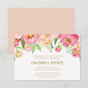 D'accompagnement Carte de réception de mariage Peach and Pink Peony