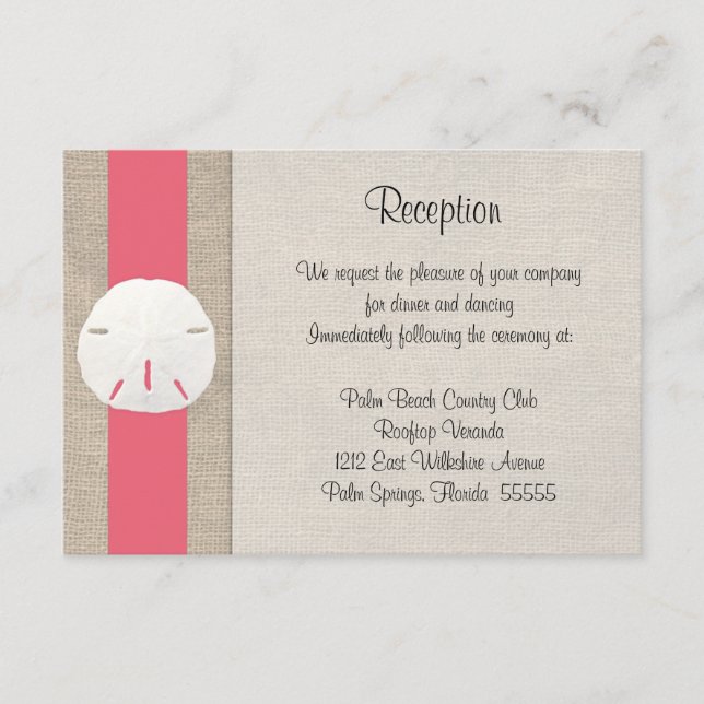 D'accompagnement Carte de réception de mariage sur la plage Dollar  (Devant)