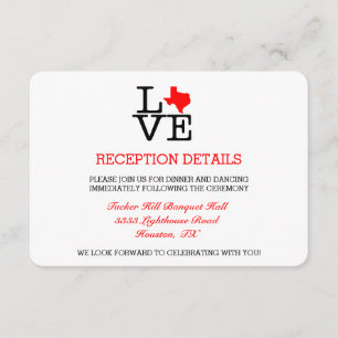 D'accompagnement Carte de réception de mariage Texas Love