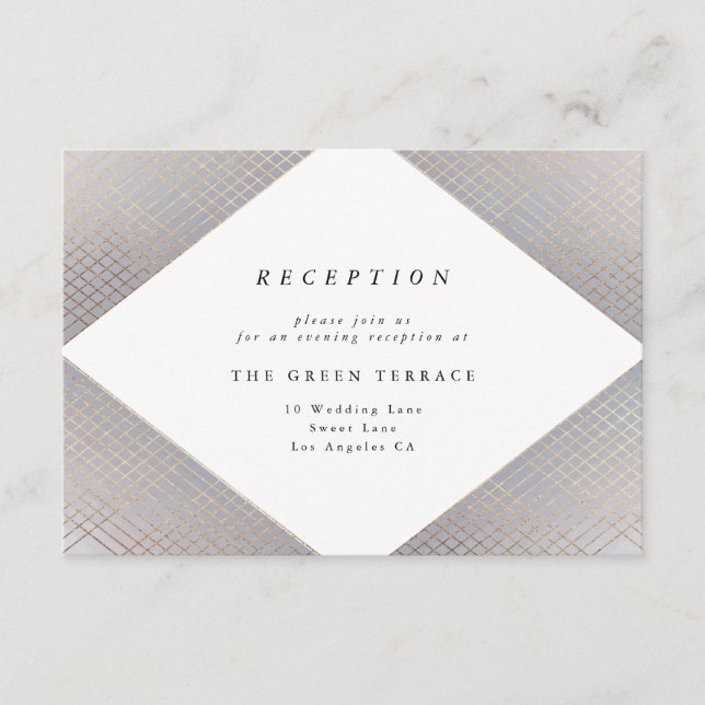 D'accompagnement Carte de réception Diamant Gray Gray Gold Gatsby (Devant)