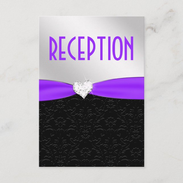 D'accompagnement Carte de réception en diamant violet noir Damas (Devant)