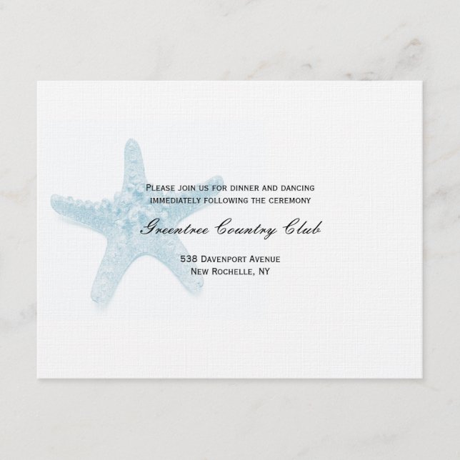 D'accompagnement Carte de réception étoile de mer - Bleu (Devant)