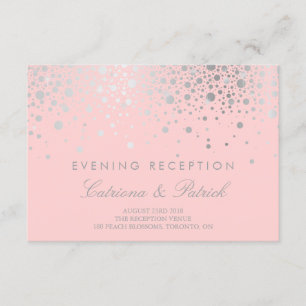 D'accompagnement Carte de réception Faux Confettis Argent Rose Pâle