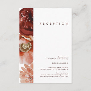 D'accompagnement Carte de réception Marsala Automne Floral Blanc Ma