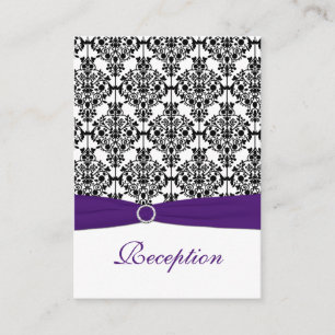 D'accompagnement Carte de réception pourpre, noir et blanc Damas