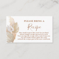 Carte de recette de Baby Shower avec herbe de Pamp