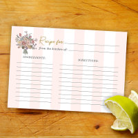 Carte de recette de douche de mariée florale rayée