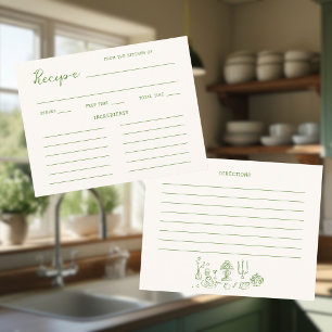 D'accompagnement Carte de recette de douche de mariée verte manuscr
