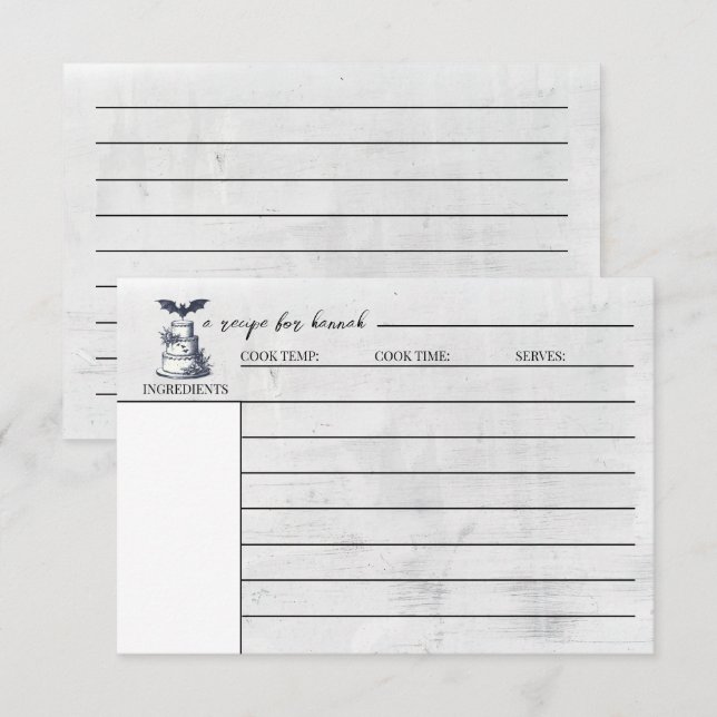 D'accompagnement Carte de recette de gâteau Bat (Devant / Derrière)