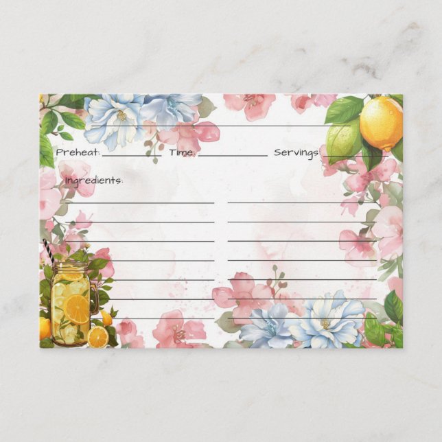 D'accompagnement Carte de recette de limonade rose (Devant)