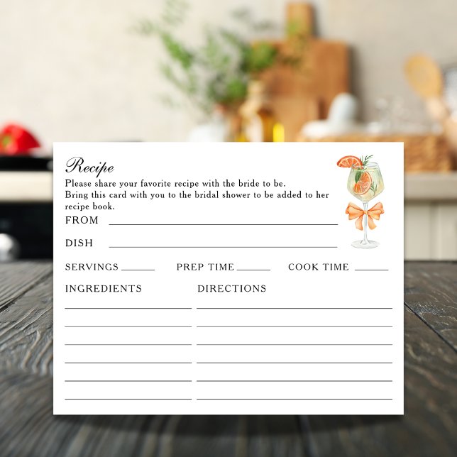 D'accompagnement Carte de recette de mariage Aperol Spritz recto-ve (Créateur téléchargé)