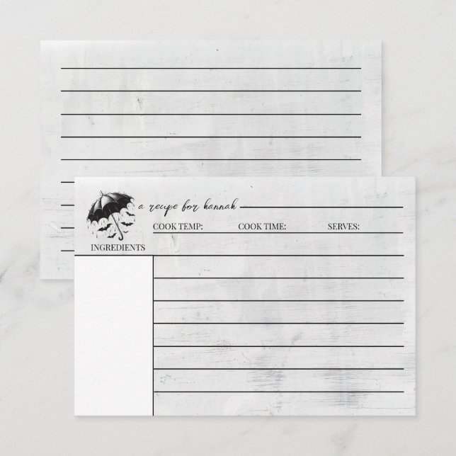 D'accompagnement Carte de recette de parapluie de douche (Devant / Derrière)