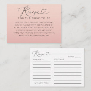 D'accompagnement Carte de recette ombrée pêche et rose minimaliste