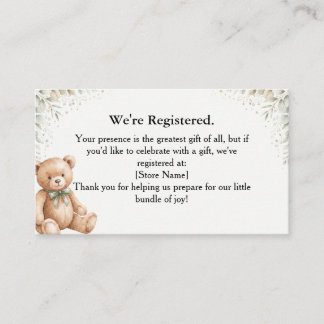 D'accompagnement Carte de registre de cadeaux Ourseau Eucalyptus