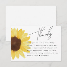 D'accompagnement Carte de remerciement florale chic tournesol Baby