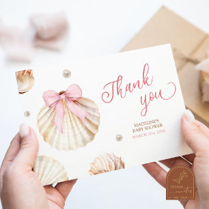 D'accompagnement Carte de remerciement pour Baby Shower Fille Ruban