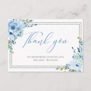 D'accompagnement Carte de remerciements Boho Blue floral argent bab