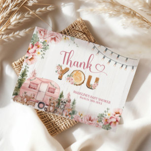 D'accompagnement Carte de remerciements en bois rose rustique