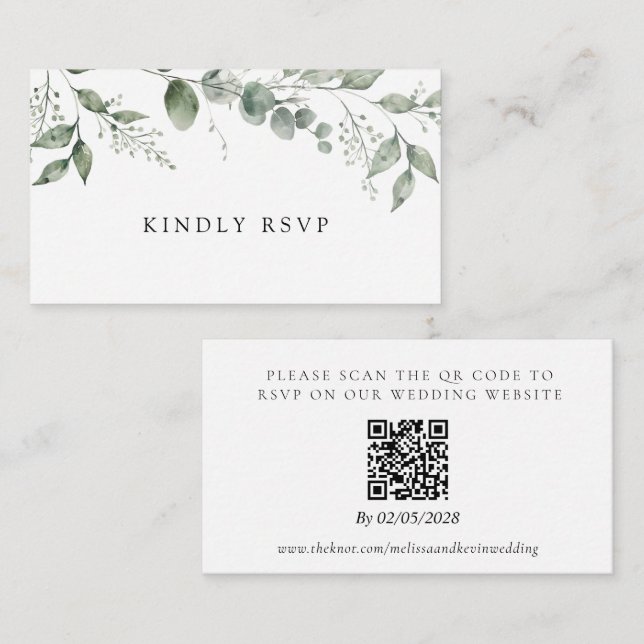 D'accompagnement Carte de réponse au code QR de RSVP de mariage (Devant / Derrière)