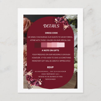 D'accompagnement Carte de réponse avec détails de mariage floral bo