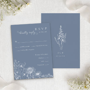 D'accompagnement Carte de réponse Blue Wildflower Mariage Pervenche