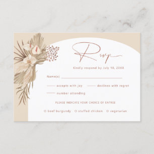 D'accompagnement Carte de réponse Boho Pampas Grass RSVP