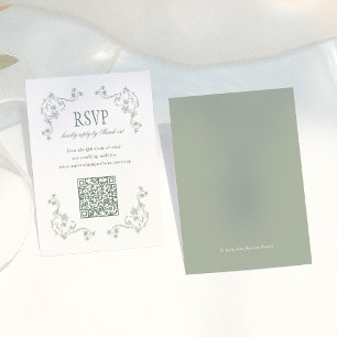 D'accompagnement Carte de réponse de mariage à code QR floral vinta