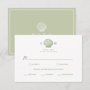 D'accompagnement Carte de réponse de mariage à monogramme coquillag