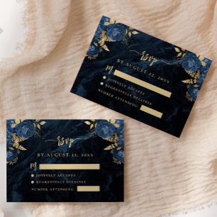 D'accompagnement Carte de réponse de mariage à motif floral or et b