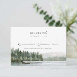 D'accompagnement Carte de réponse de mariage au lac avec barque du