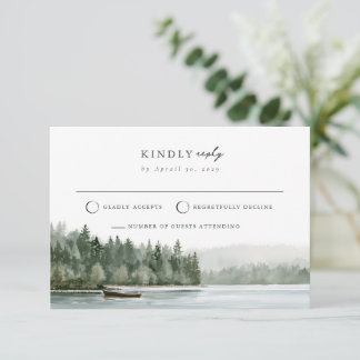 D'accompagnement Carte de réponse de mariage au lac avec barque du 