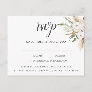 D'accompagnement Carte de réponse de mariage avec feuilles d'herbe 