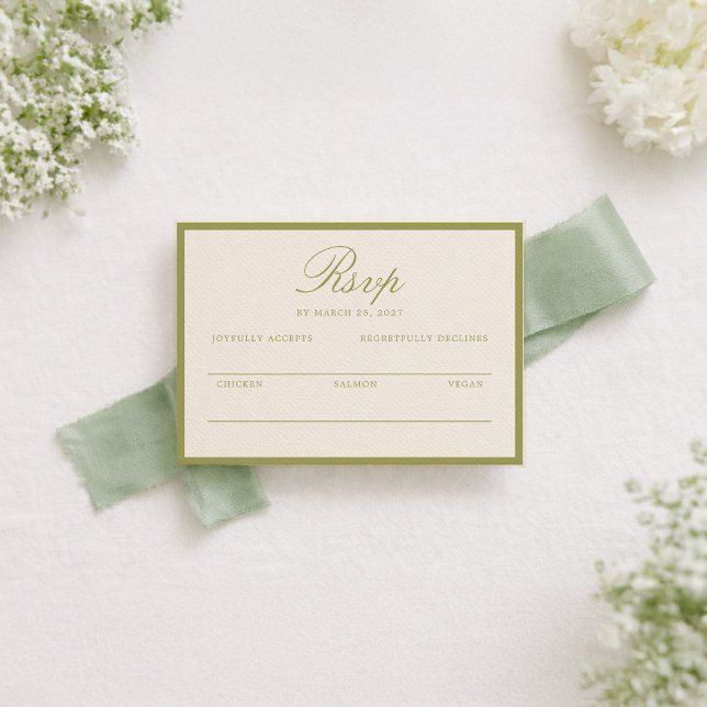 D'accompagnement Carte de réponse de mariage calligraphiée Olive Es (Créateur téléchargé)