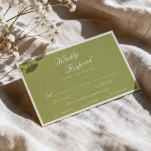D'accompagnement Carte de réponse de mariage de jardin vert olive c