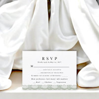 Carte de réponse de mariage Elegant Green Lace