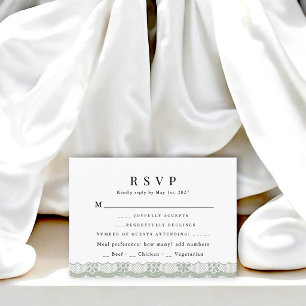 D'accompagnement Carte de réponse de mariage Elegant Green Lace