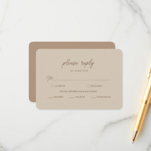 D'accompagnement Carte de réponse de mariage minimaliste marron bei