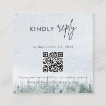 Carte de réponse de mariage moderne en forêt hiver